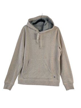 NEW Flag & Anthem Men's Quilted Pullover Hoodie Light Beige Gray Size M